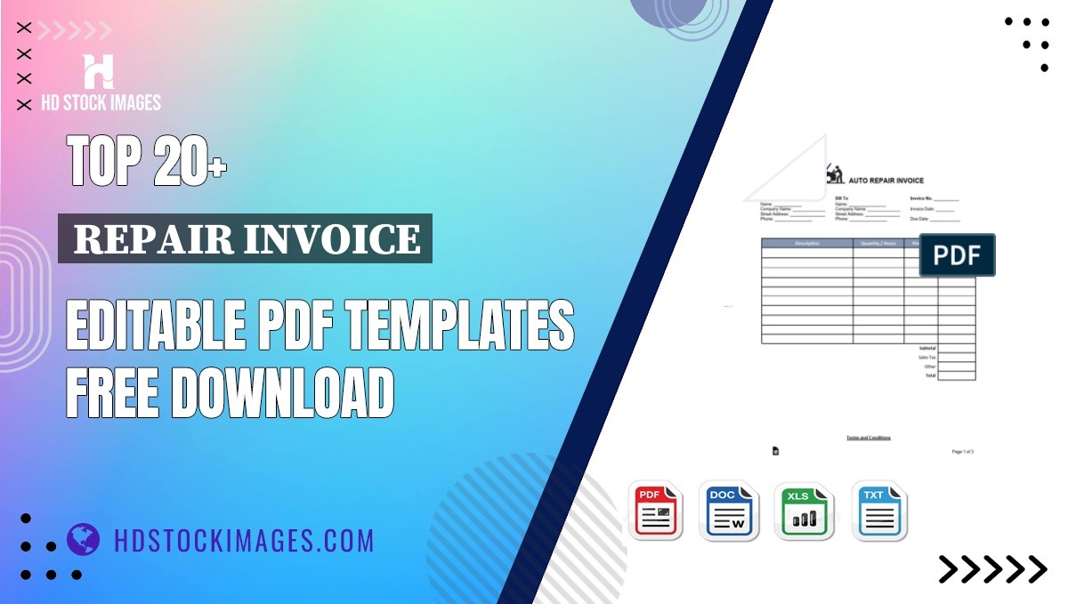 Top 20+ Repair Invoice Editable PDF Templates Free Download