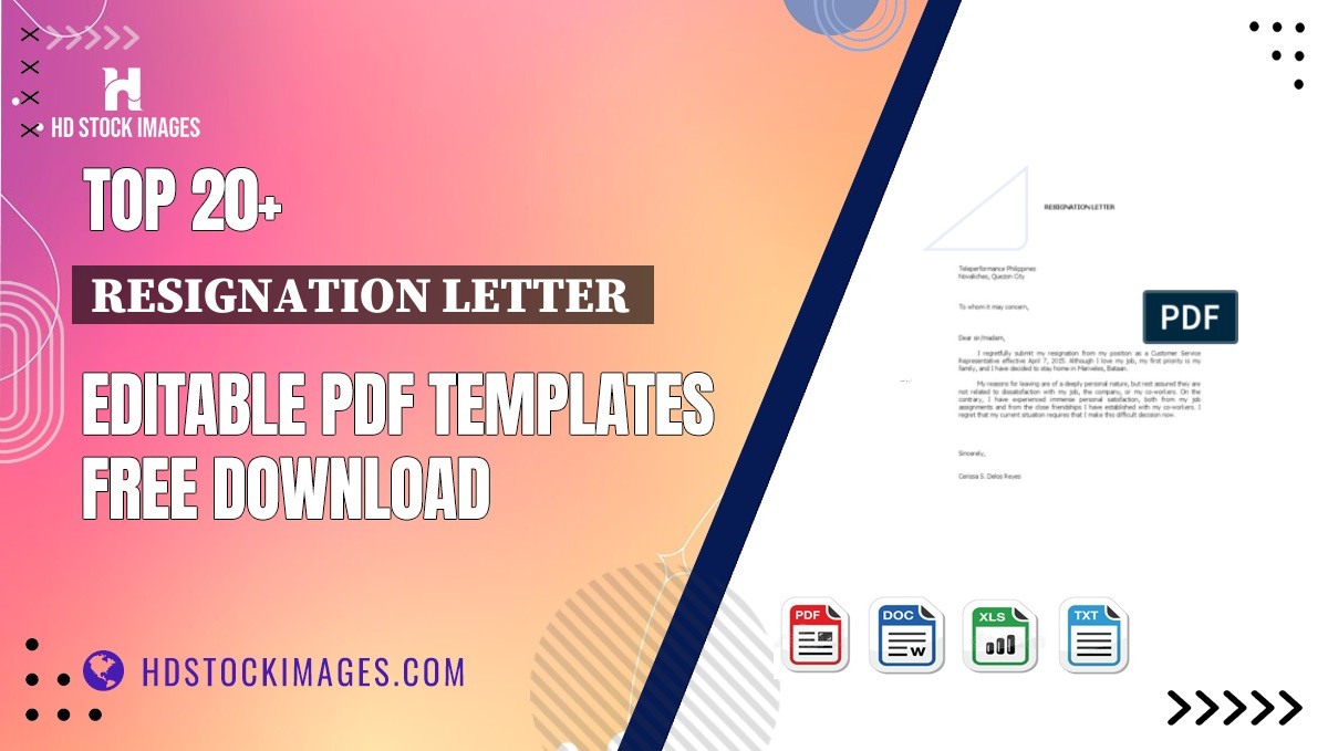 Top 20+ Resignation Letter  Editable PDF Templates Free Download