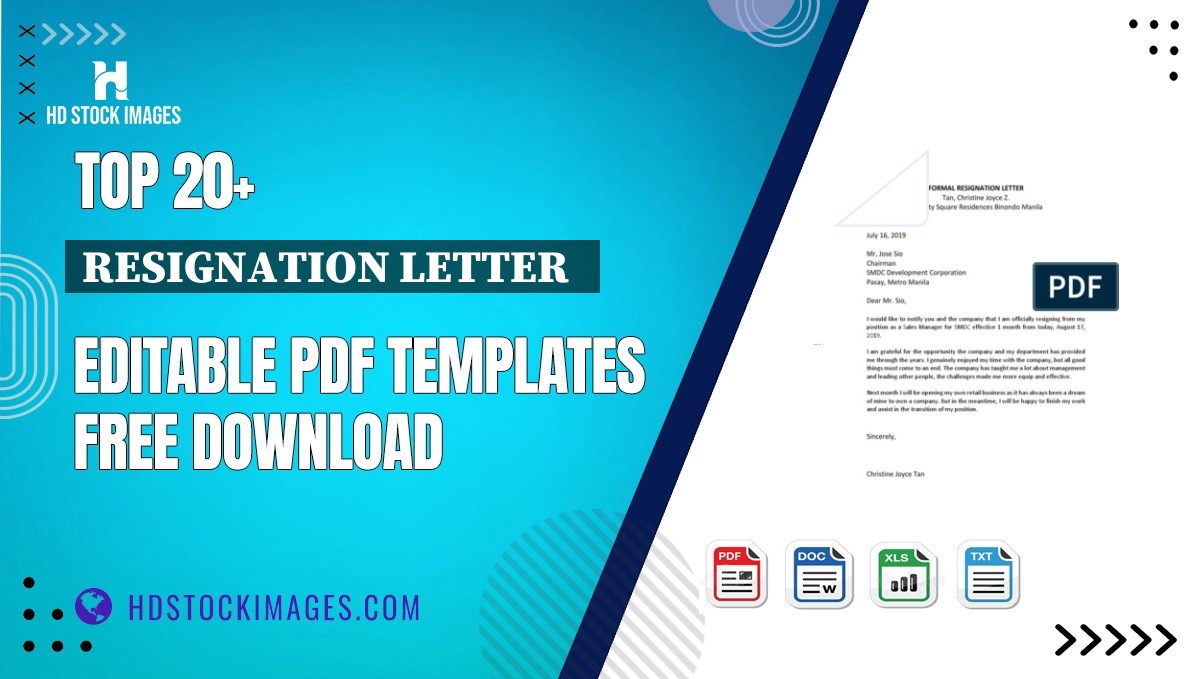 Top 20+ Resignation Letter   Editable PDF Templates Free Download