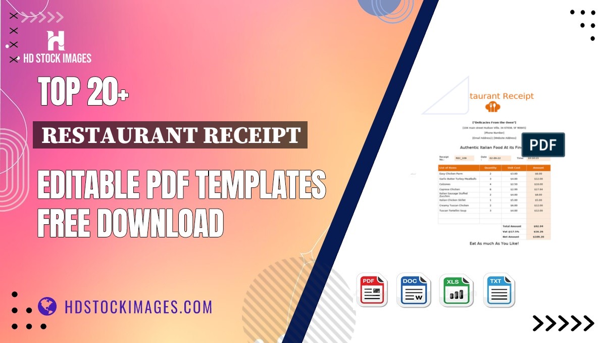 Top 20+ Restaurant Receipt Editable PDF Templates Free Download