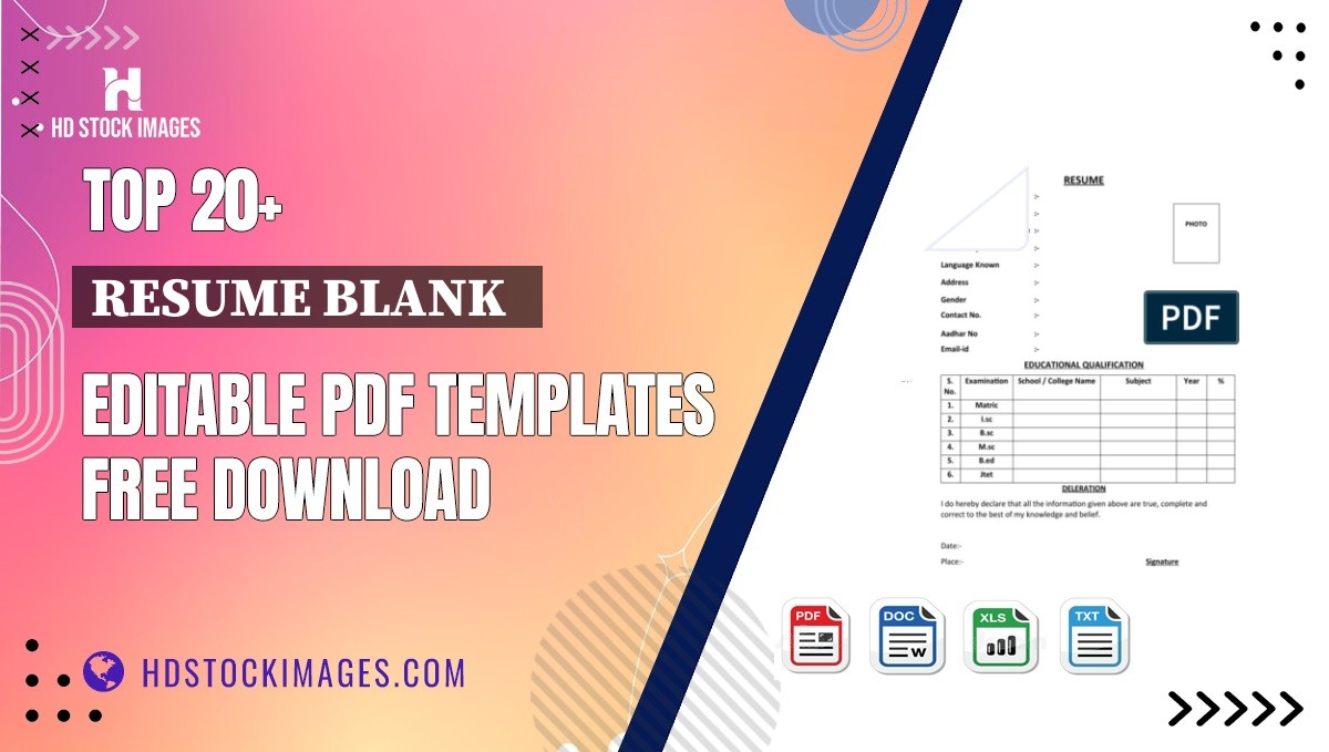 Top 20+ Resume Blank   Editable PDF Templates Free Download