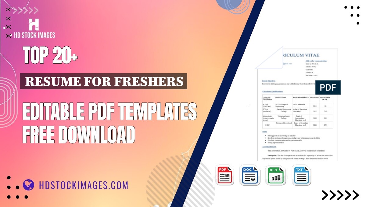 Top 20+ Resume For Freshers Editable PDF Templates Free Download