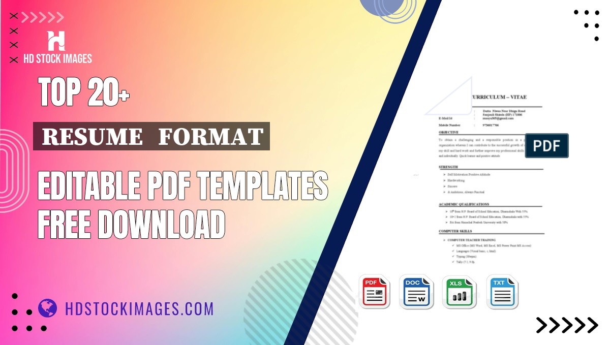 Top 20+ Resume   Format Editable PDF Templates Free Download