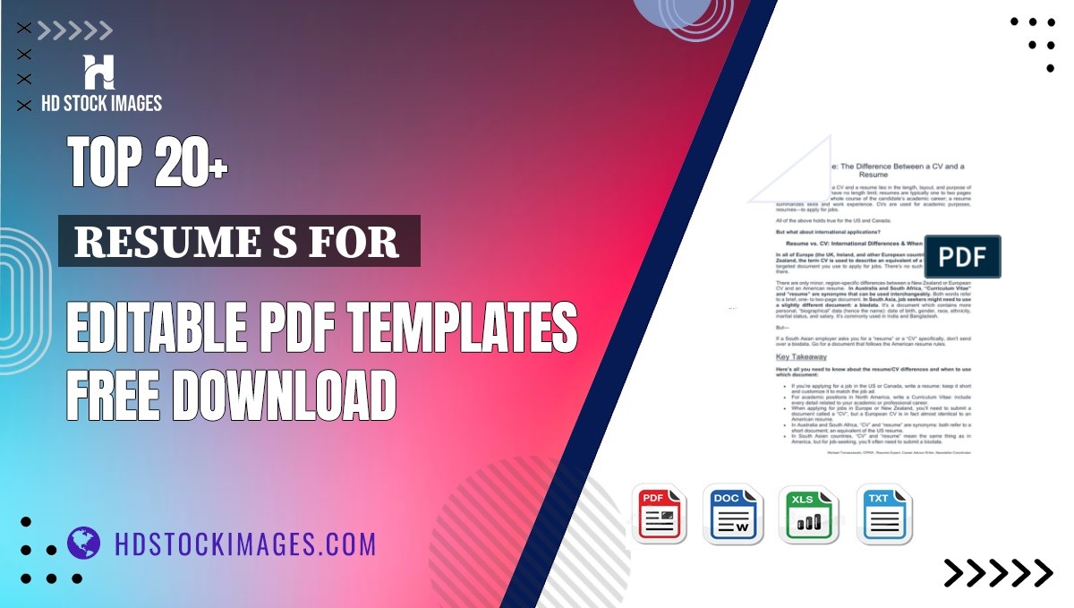 Top 20+ Resume S For  Editable PDF Templates Free Download