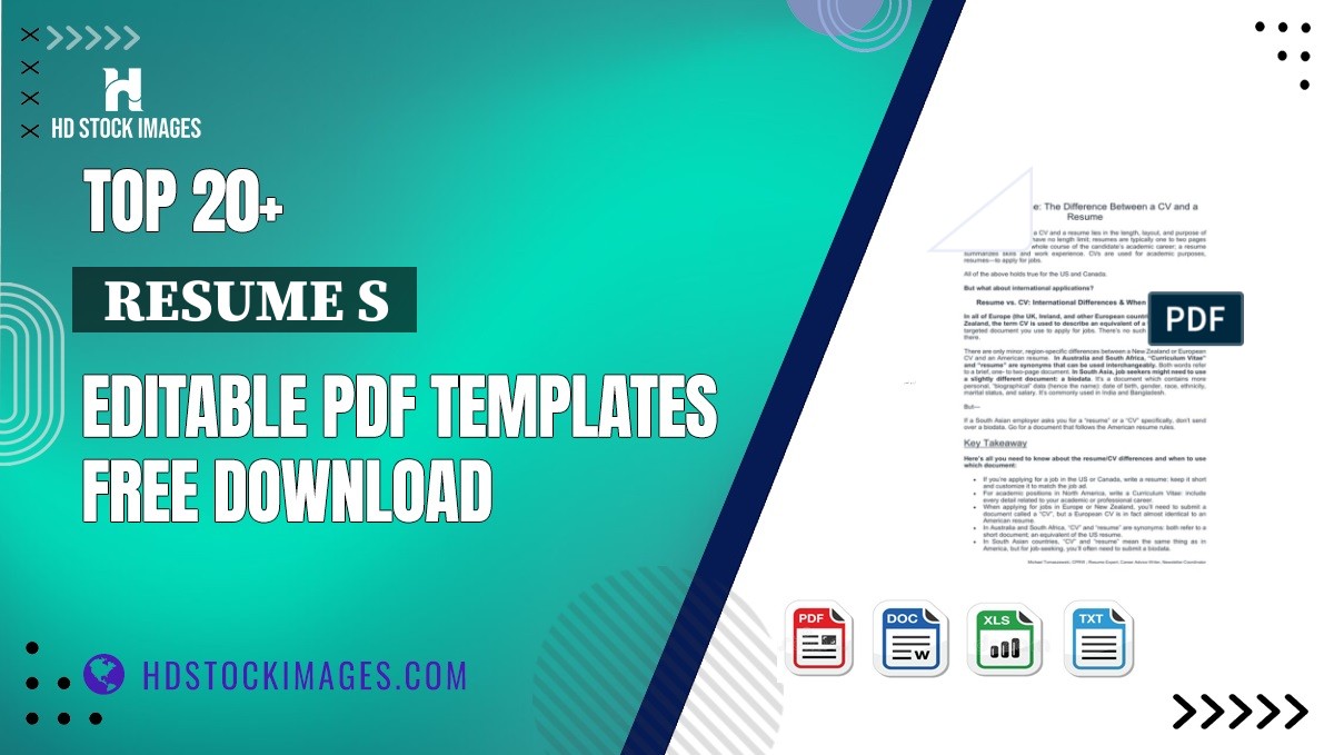 Top 20+  Resume S  Editable PDF Templates Free Download