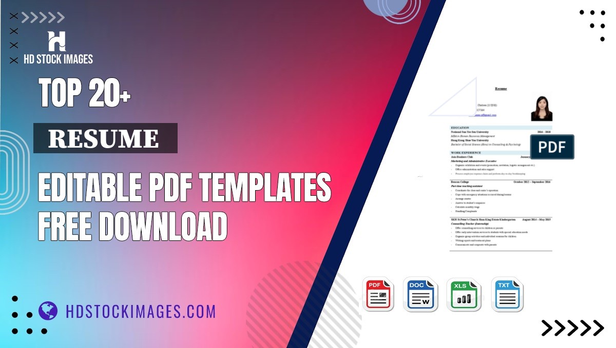 Top 20+  Resume   Editable PDF Templates Free Download