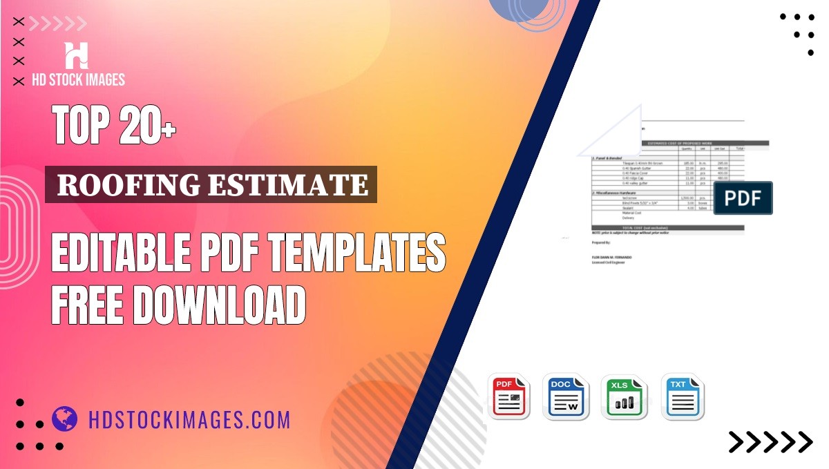 Top 20+ Roofing Estimate Editable PDF Templates Free Download