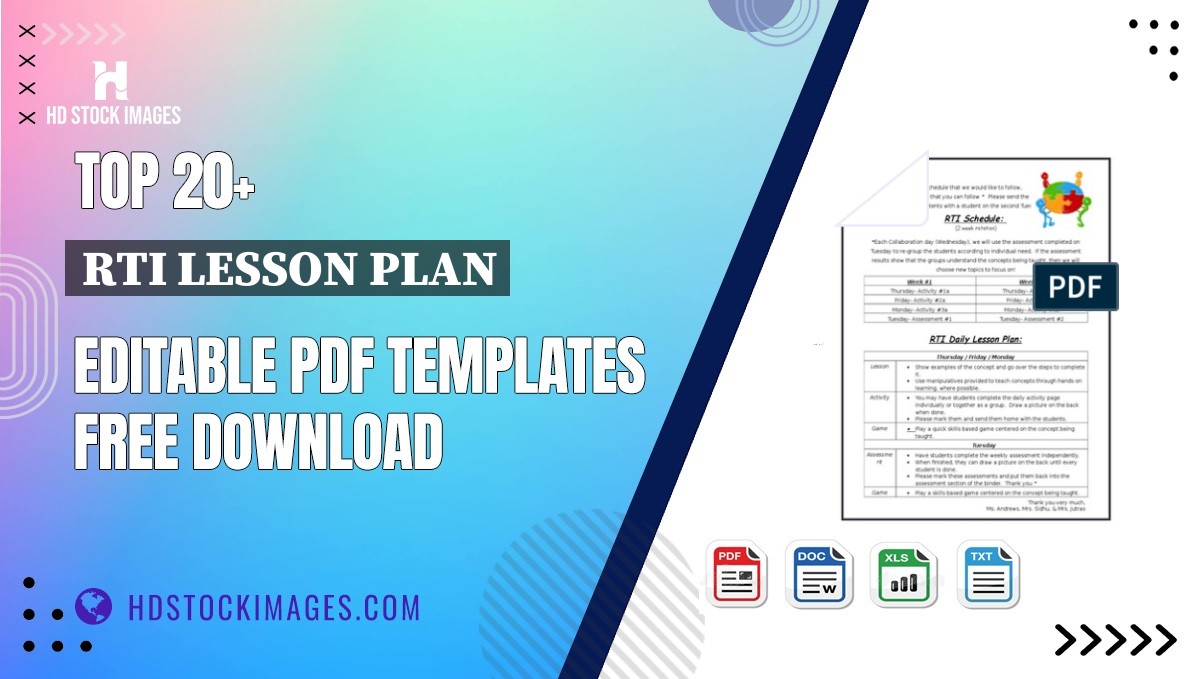 Top 20+ Rti Lesson Plan Editable PDF Templates Free Download