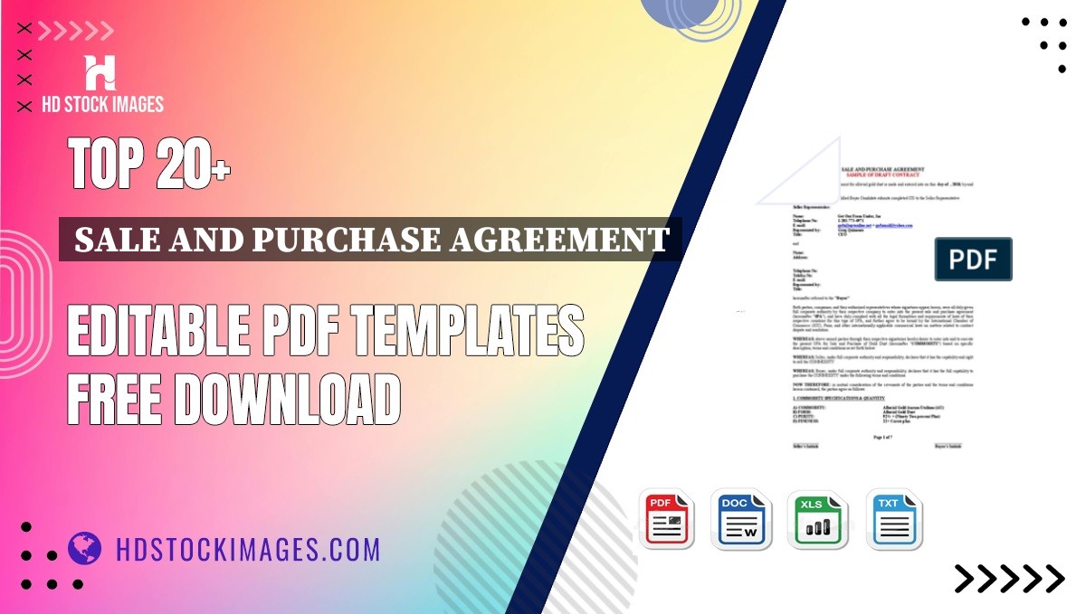 Top 20+ Sale And Purchase Agreement Editable PDF Templates Free Download