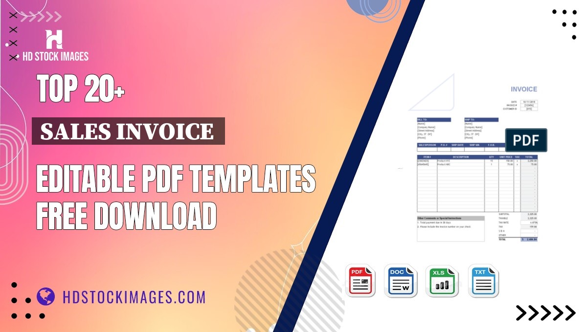 Top 20+ Sales Invoice  Editable PDF Templates Free Download