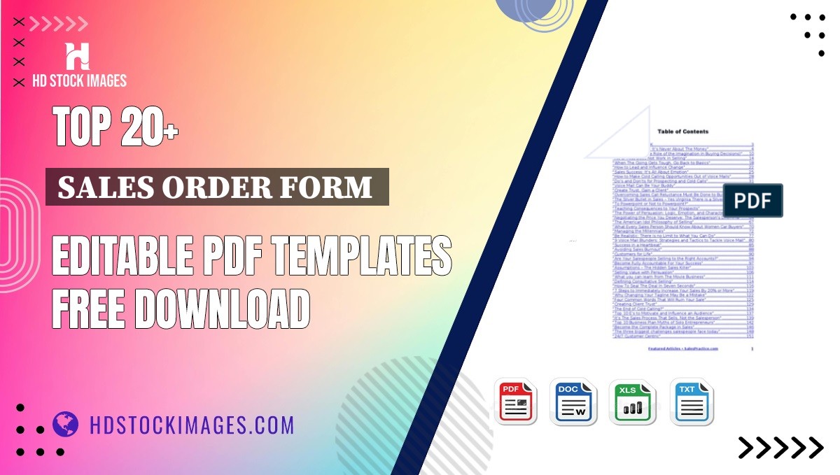 Top 20+ Sales Order Form  Editable PDF Templates Free Download