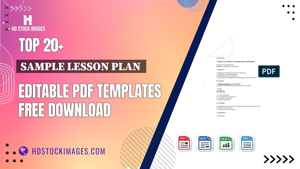Top 20+ Sample Lesson Plan  Editable PDF Templates Free Download