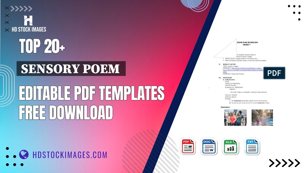 Top 20+ Sensory Poem  Editable PDF Templates Free Download