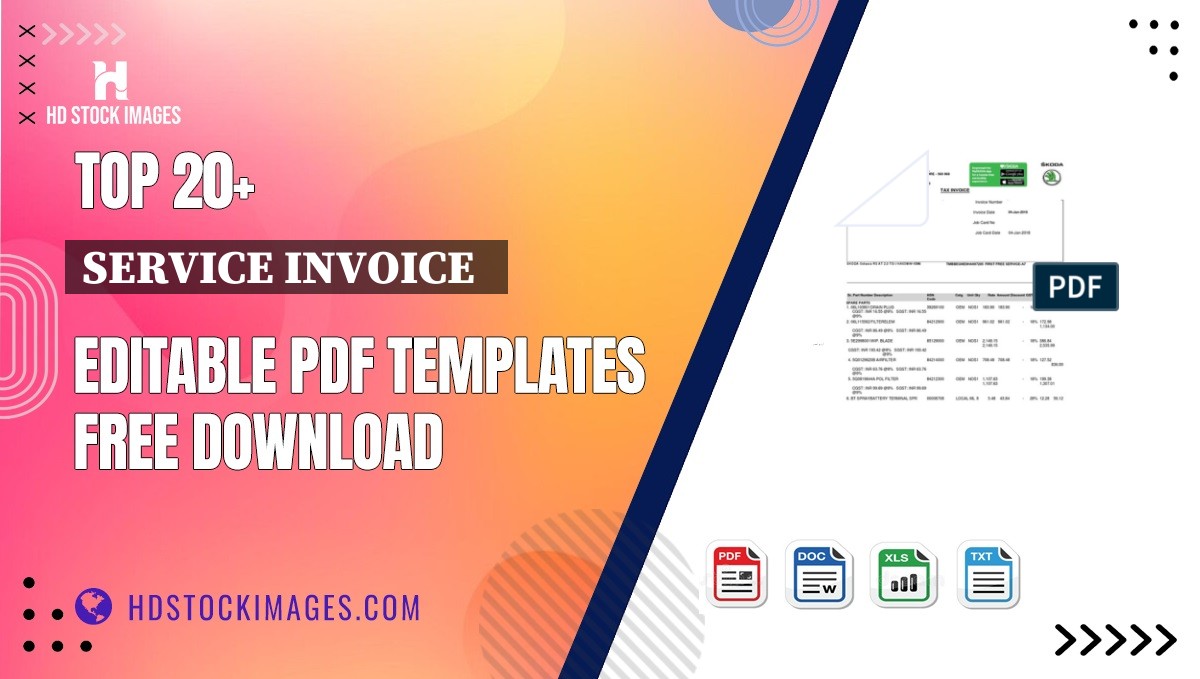 Top 20+ Service Invoice   Editable PDF Templates Free Download