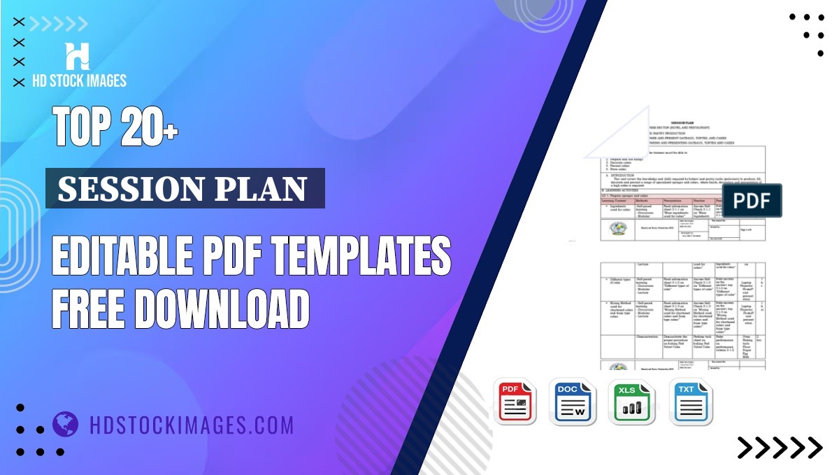 Top 20+ Session Plan  Editable PDF Templates Free Download