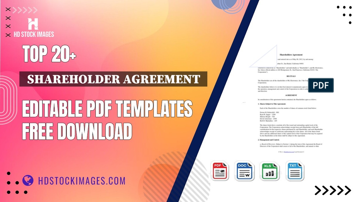 Top 20+  Shareholder Agreement  Editable PDF Templates Free Download