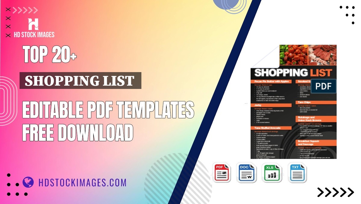 Top 20+ Shopping List  Editable PDF Templates Free Download
