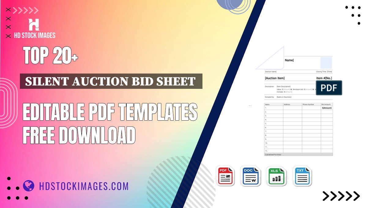 Top 20+ Silent Auction Bid Sheet  Editable PDF Templates Free Download