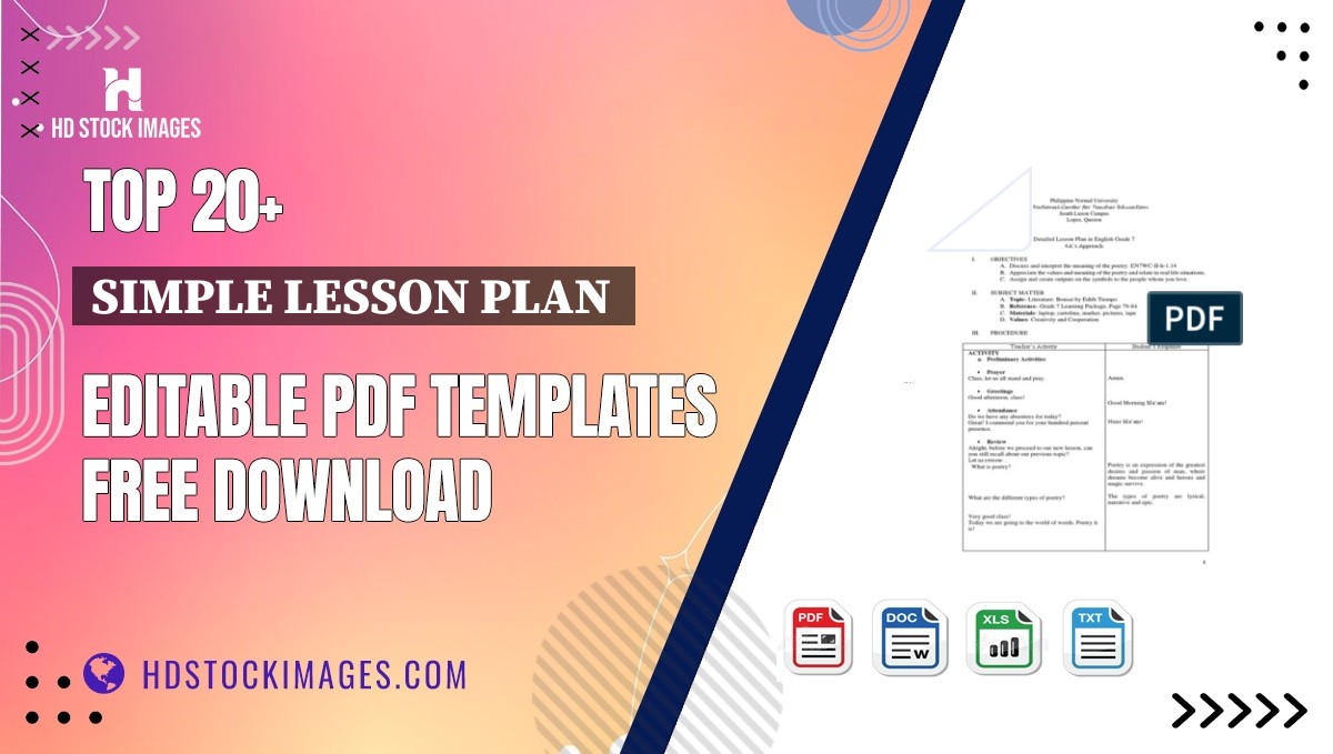 Top 20+ Simple Lesson Plan  Editable PDF Templates Free Download