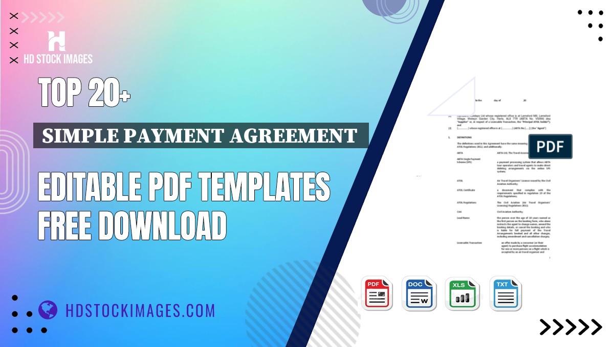 Top 20+ Simple Payment Agreement  Editable PDF Templates Free Download