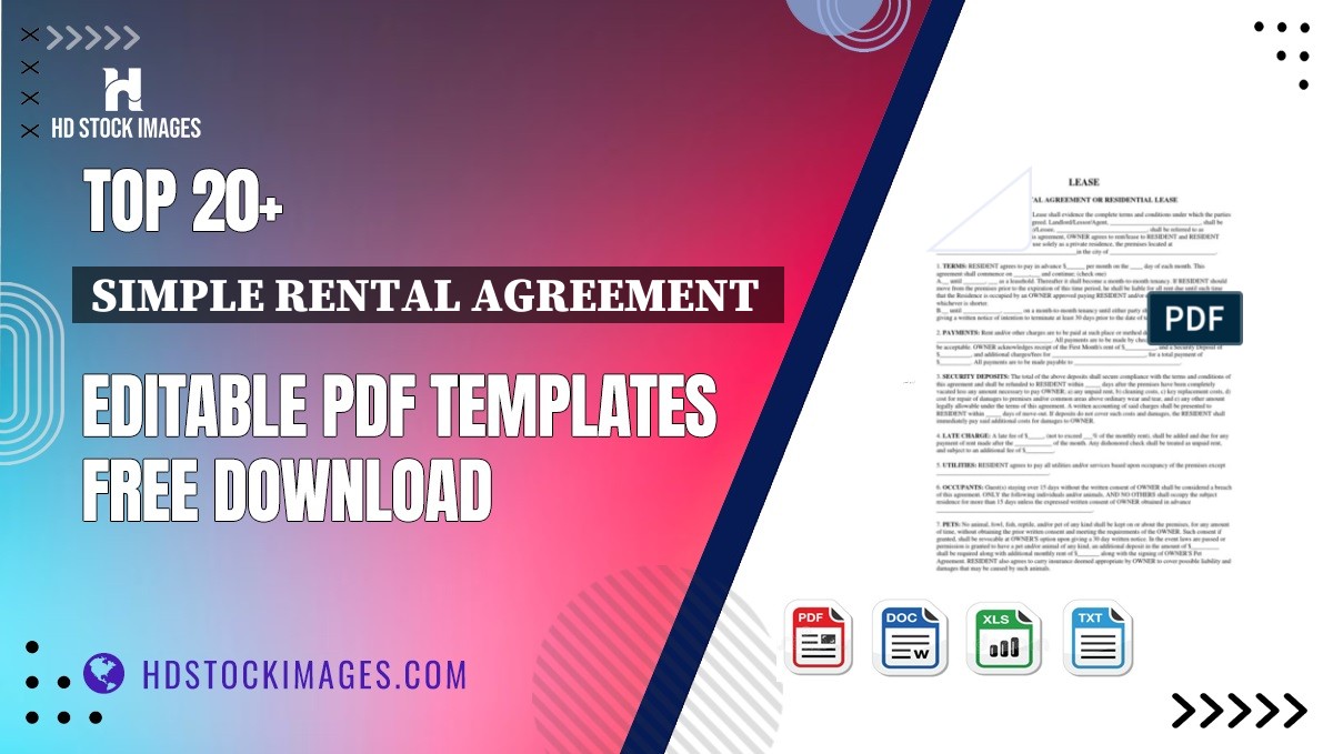 Top 20+ Simple Rental Agreement  Editable PDF Templates Free Download