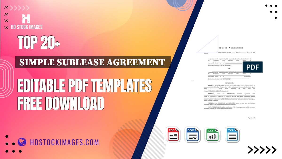 Top 20+ Simple Sublease Agreement  Editable PDF Templates Free Download