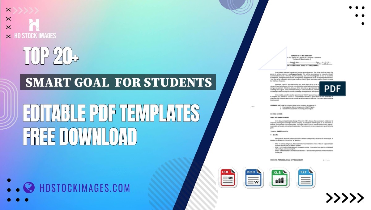 Top 20+ Smart Goal  For Students Editable PDF Templates Free Download