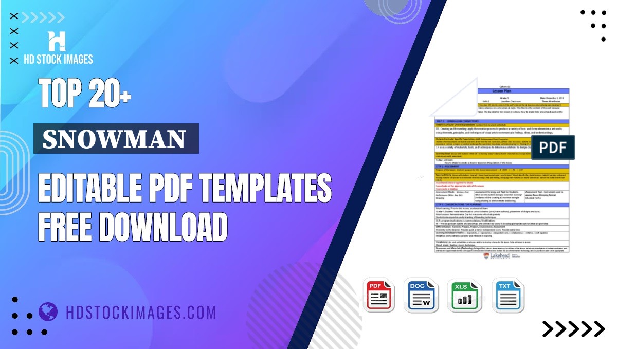 Top 20+ Snowman  Editable PDF Templates Free Download