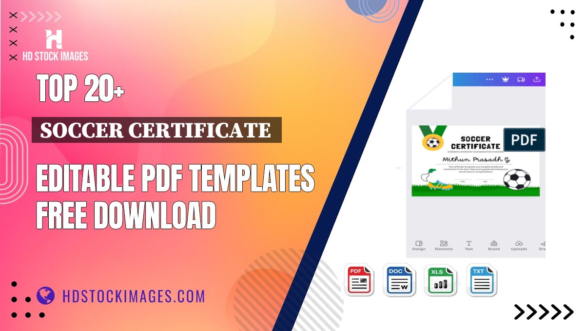 Top 20+ Soccer Certificate  Editable PDF Templates Free Download