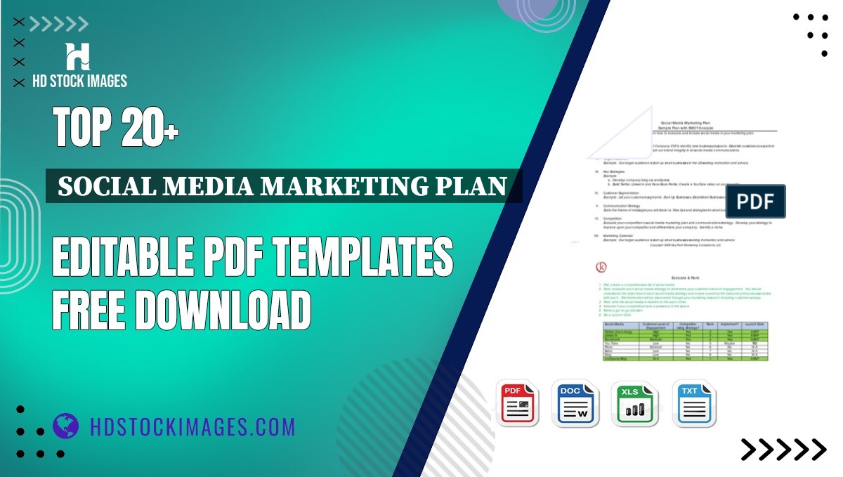 Top 20+ Social Media Marketing Plan  Editable PDF Templates Free Download