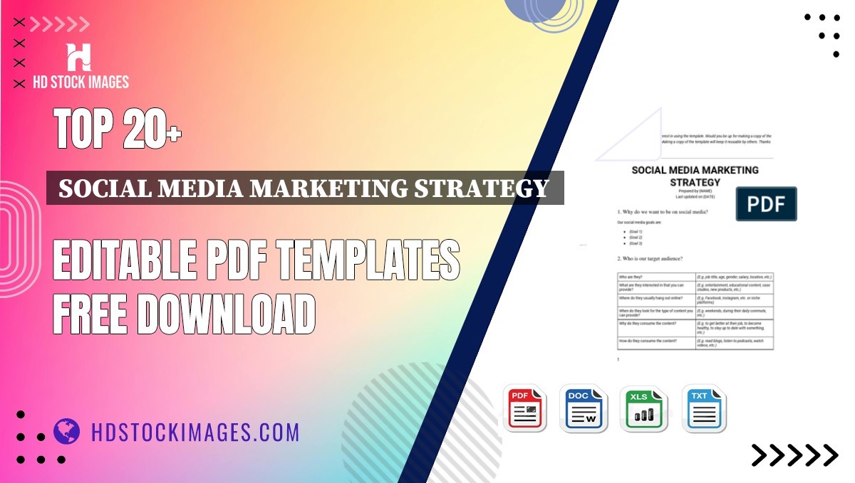 Top 20+ Social Media Marketing Strategy  Editable PDF Templates Free Download
