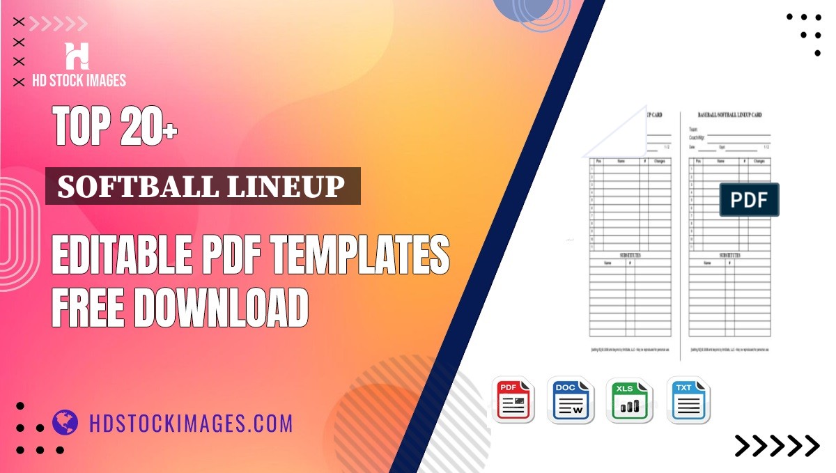 Top 20+ Softball Lineup  Editable PDF Templates Free Download