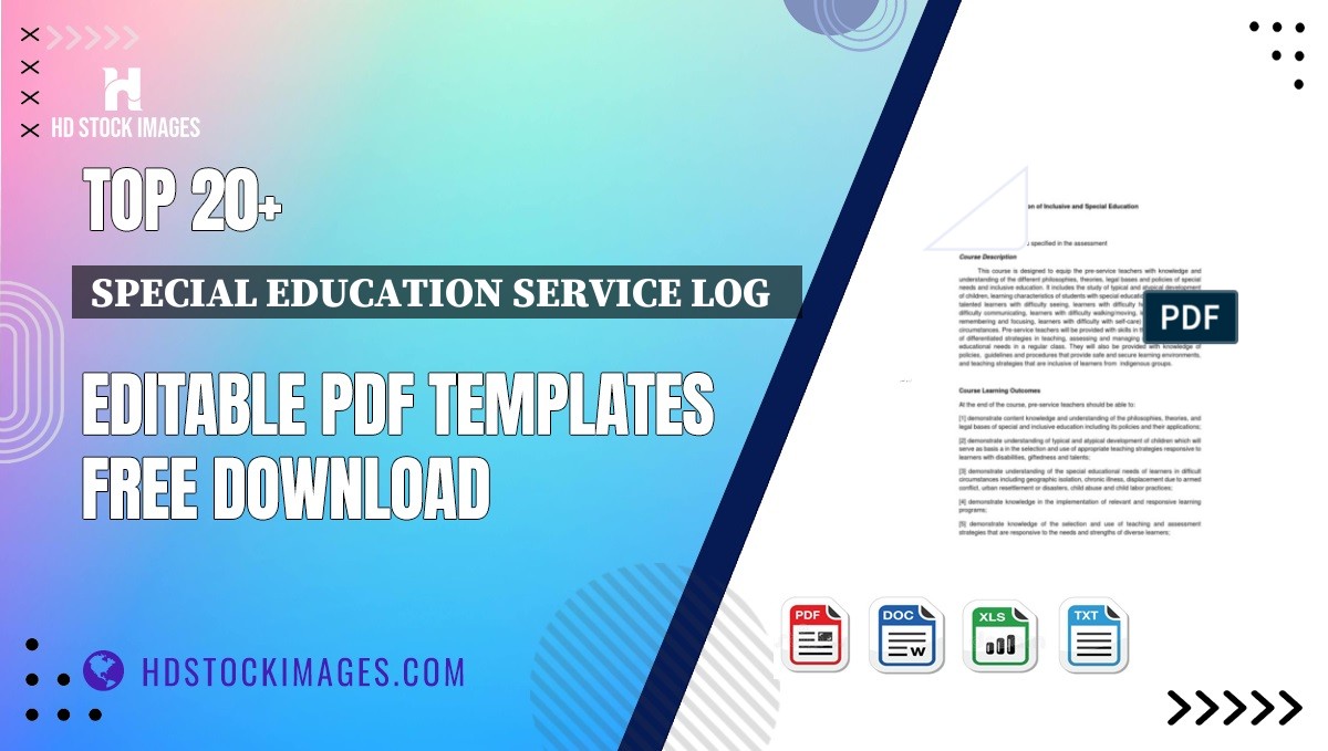 Top 20+ Special Education Service Log   Editable PDF Templates Free Download