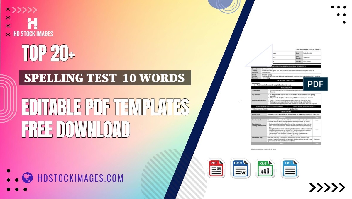 Top 20+ Spelling Test  10 Words  Editable PDF Templates Free Download