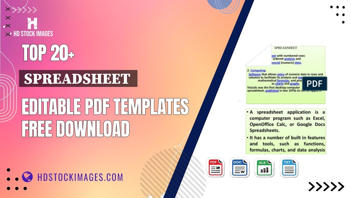 Top 20+ Spreadsheet  Editable PDF Templates Free Download