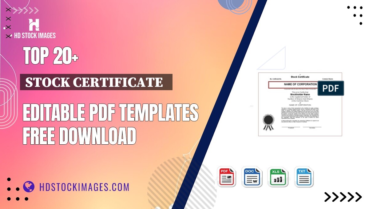 Top 20+ Stock Certificate   Editable PDF Templates Free Download