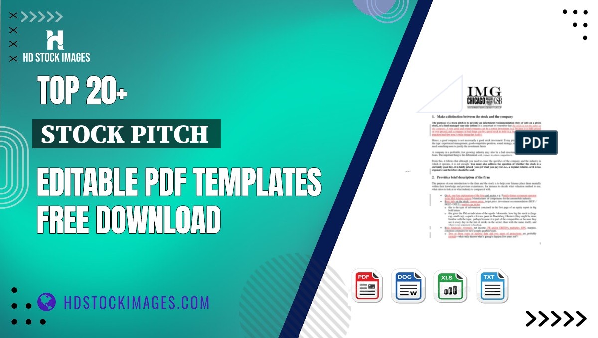 Top 20+ Stock Pitch  Editable PDF Templates Free Download