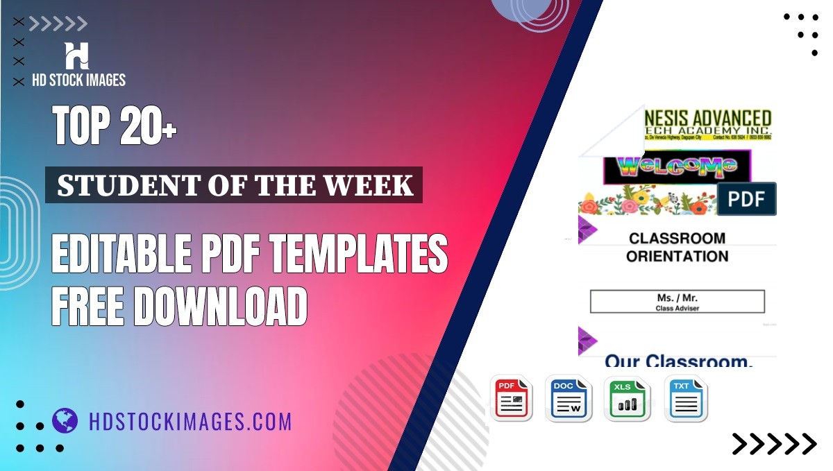 Top 20+ Student Of The Week Editable PDF Templates Free Download