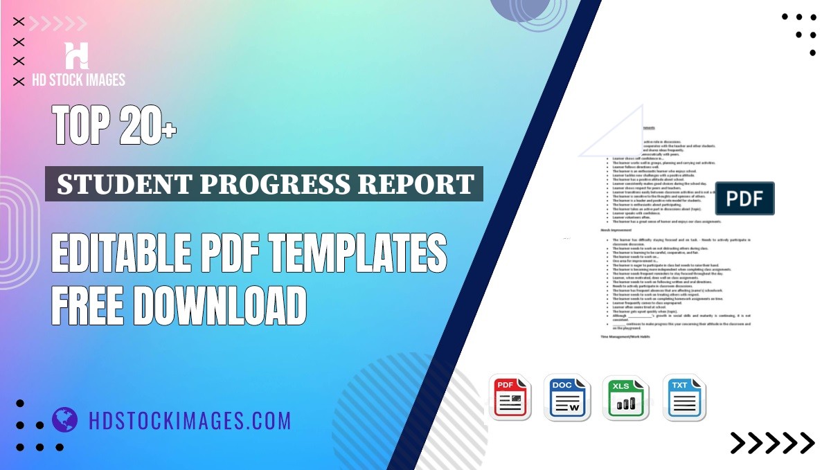 Top 20+ Student Progress Report Editable PDF Templates Free Download