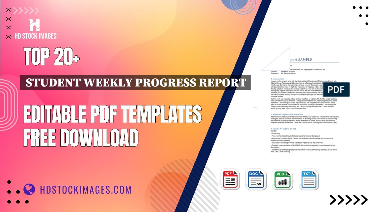 Top 20+ Student Weekly Progress Report Editable PDF Templates Free Download