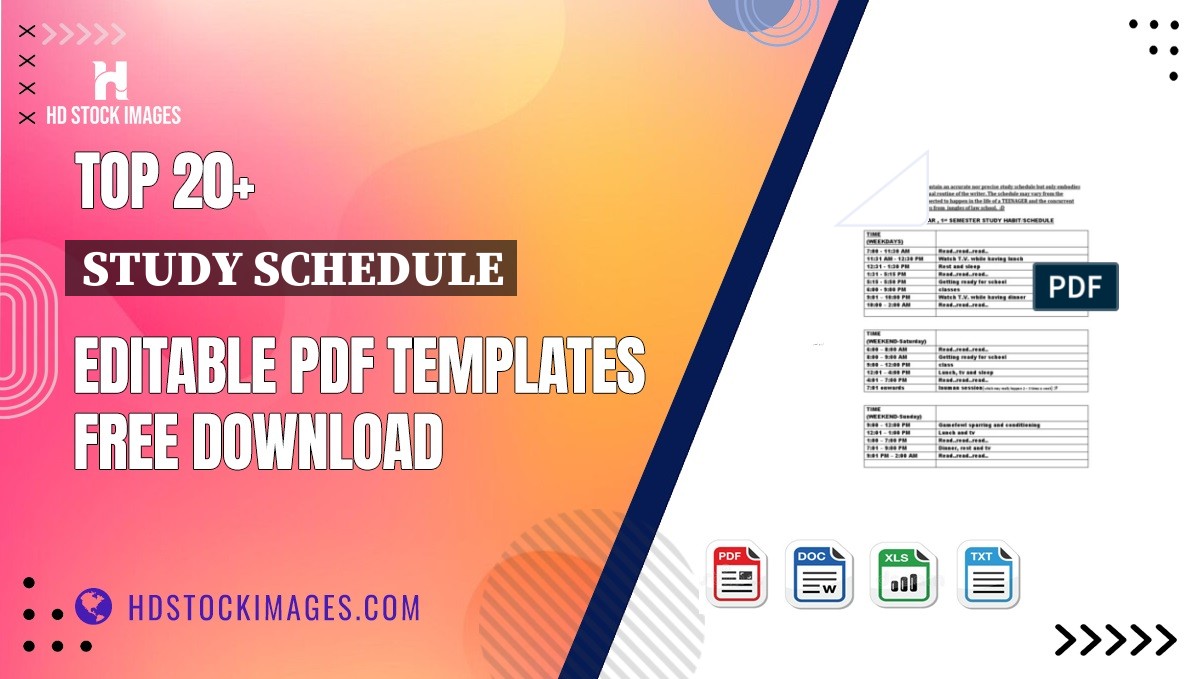 Top 20+ Study Schedule Editable PDF Templates Free Download