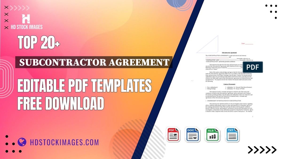 Top 20+ Subcontractor Agreement Editable PDF Templates Free Download