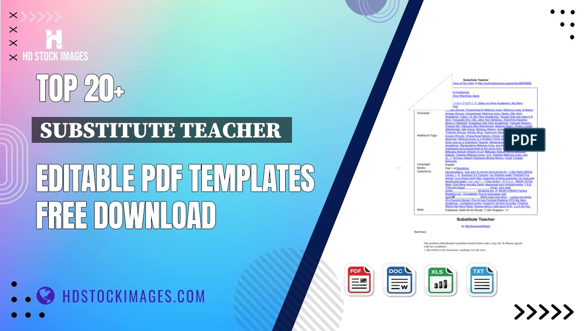 Top 20+ Substitute Teacher  Editable PDF Templates Free Download