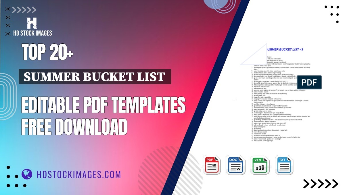 Top 20+ Summer Bucket List  Editable PDF Templates Free Download