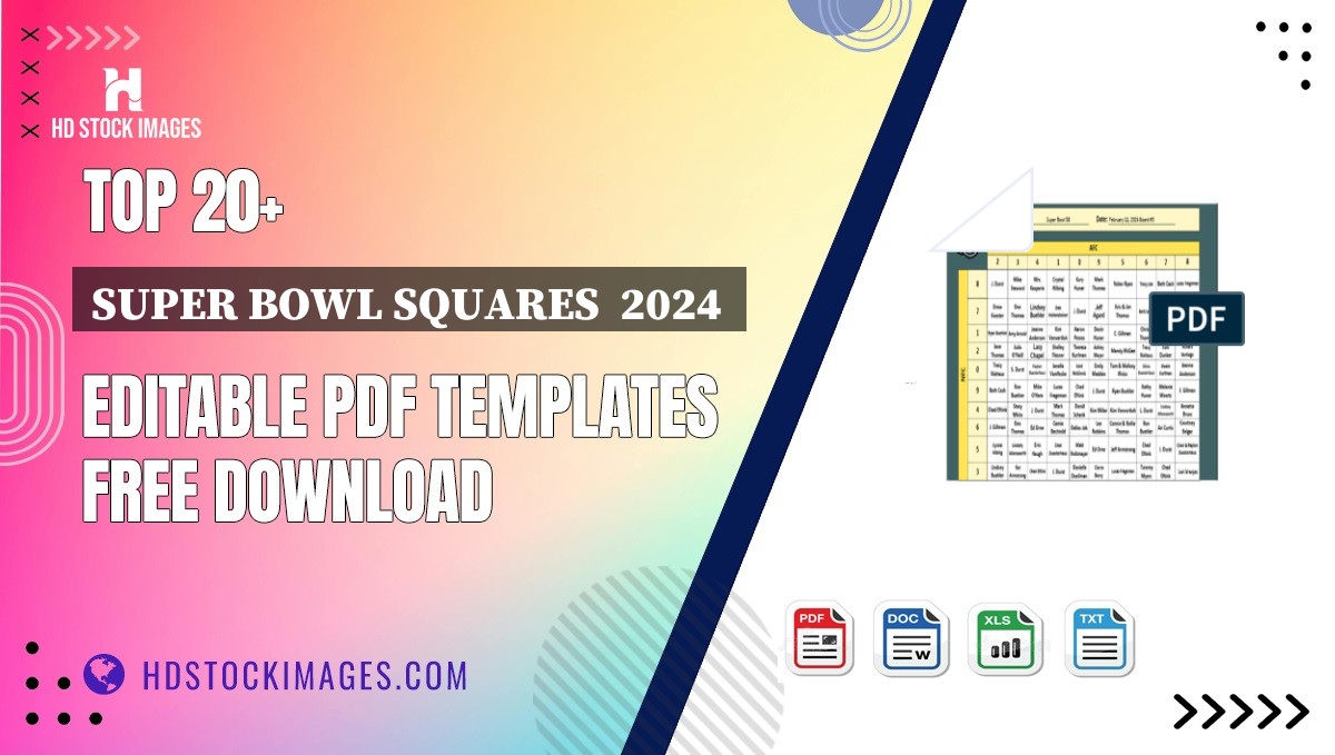 Top 20+ Super Bowl Squares  2024  Editable PDF Templates Free Download