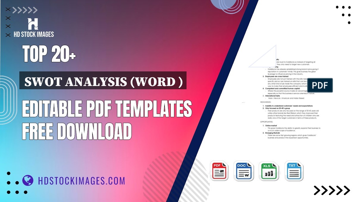 Top 20+ Swot Analysis (word ) Editable PDF Templates Free Download