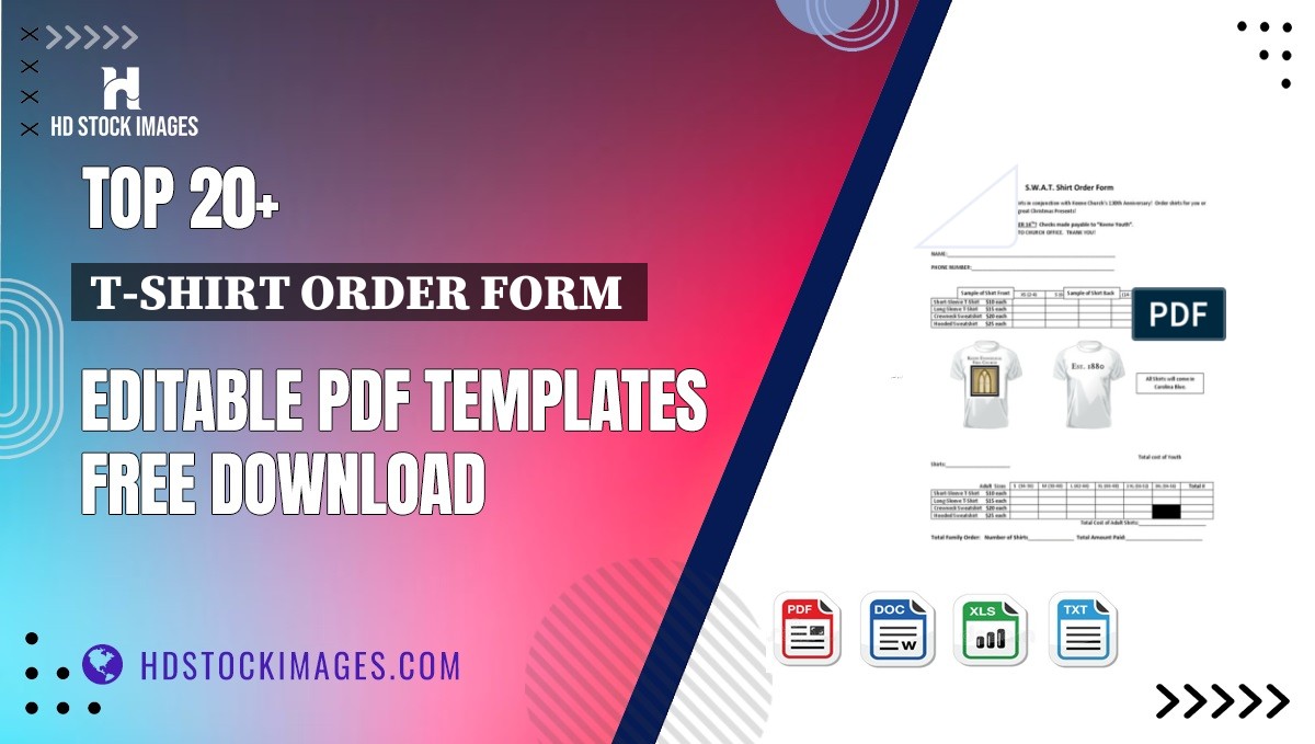 Top 20+ T-shirt Order Form  Editable PDF Templates Free Download