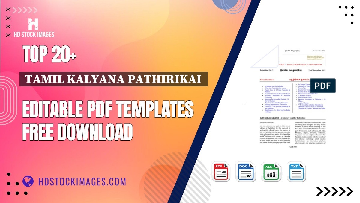 Top 20+ Tamil Kalyana Pathirikai  Editable PDF Templates Free Download