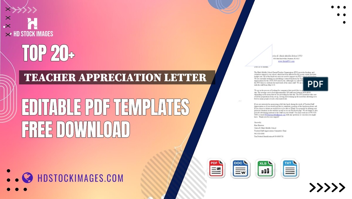 Top 20+ Teacher Appreciation Letter   Editable PDF Templates Free Download