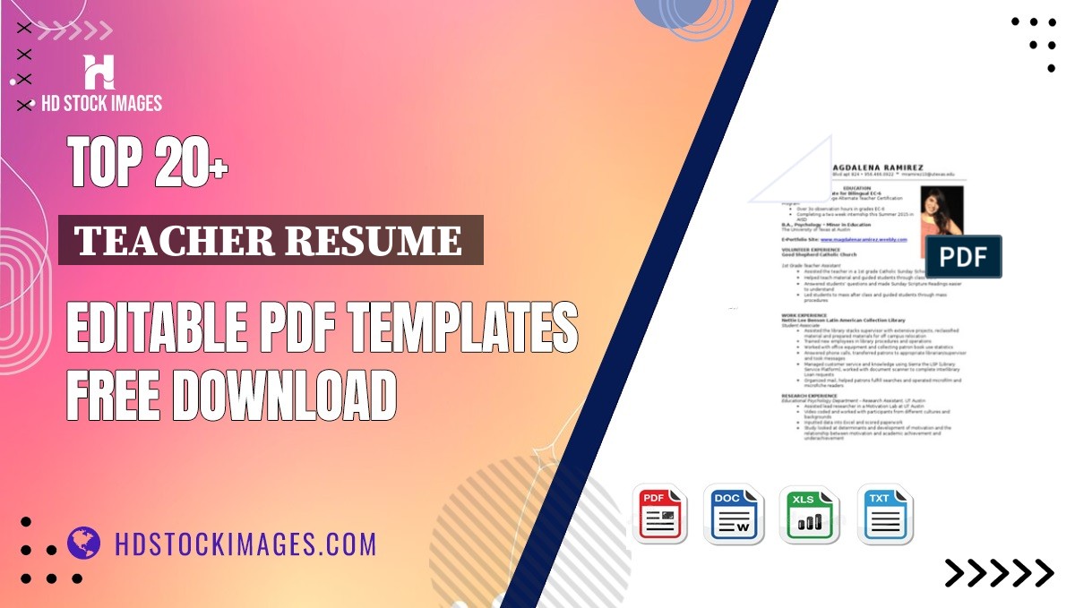 Top 20+ Teacher Resume  Editable PDF Templates Free Download